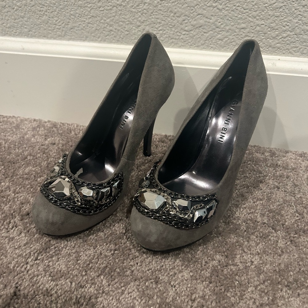 Gianni Bini Gray Embellished Heels